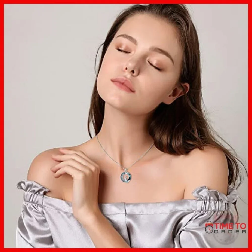 Sterling Silver Cat Moon Pendant Necklace with Crystal Gift for Women